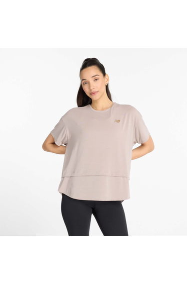 Women's New Balance Drapey Jersey Oversized T-Shirt in Cream