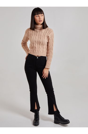 Cropped Cable Knit Jumper