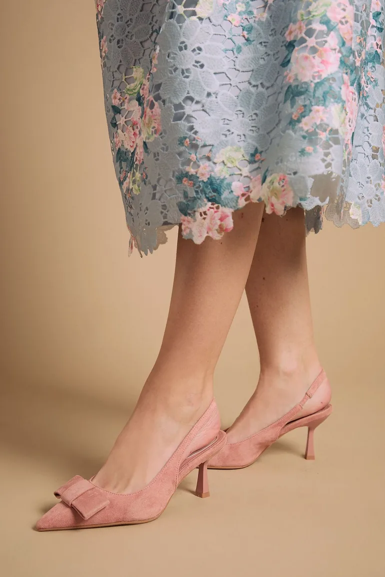 Kiki Faux Suede Bow Detail Stiletto Heel Court Shoes - 1