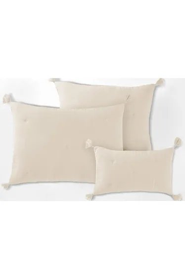 غطاء وسادة ديكور قطن موسلين مبطن بدرزات