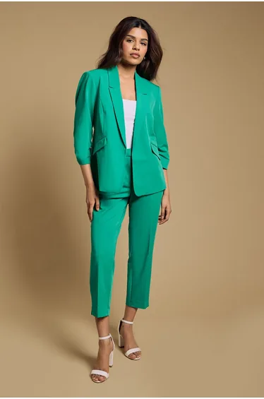 Petite Ruched Sleeve Blazer