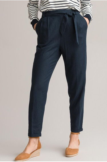 Linen Mix Joggers with Tie-Waist