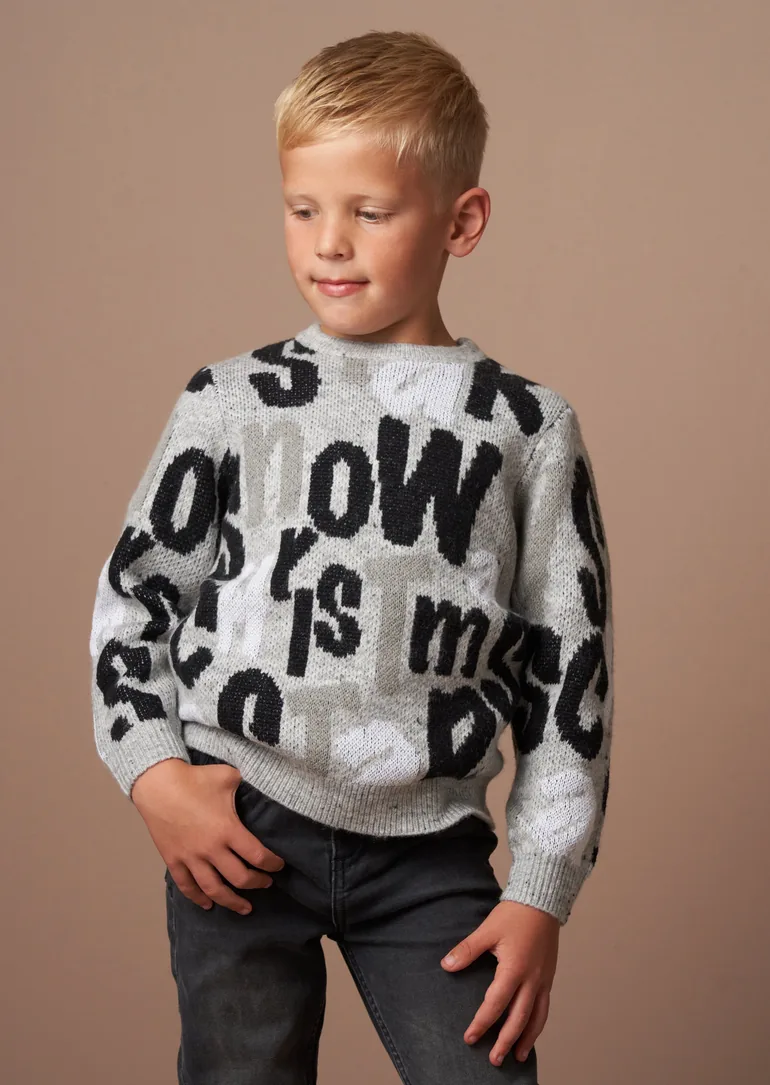 Bowen Grey Christmas Slogan Knit - 3
