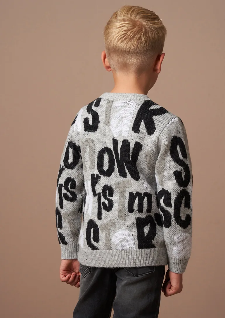 Bowen Grey Christmas Slogan Knit - 1
