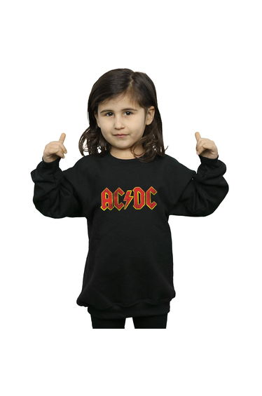 AC/DC Girls Distressed Red Logo Sweatshirt - Black