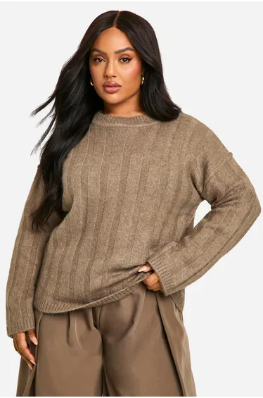 Plus Soft Wide Rib Oversized Jumper