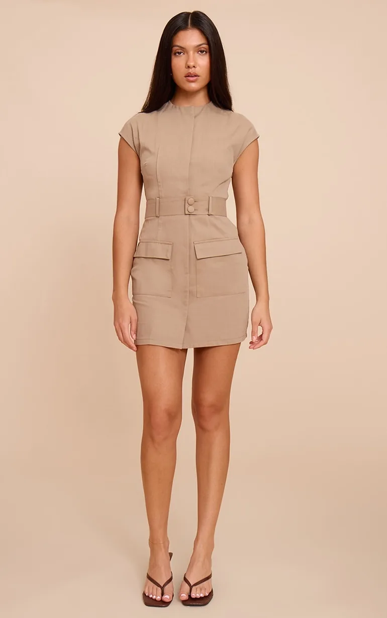 fall mini dress casual Forest Green Flutter Sleeve Mini Dress - Casual Dresses