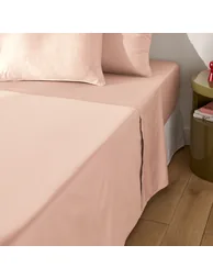 شرشف سرير قطن ساتين سادة - 1