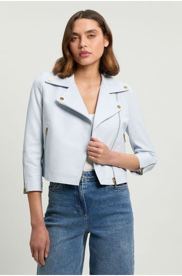 Leather Shrunken Biker Jacket
