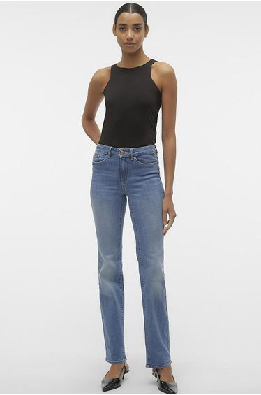 Mid Rise Straight Jeans
