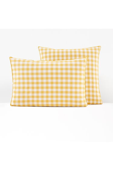 Veldi Yellow Gingham 100% Cotton Pillowcase