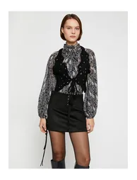 Suede Look Vest with Crochet Knitting Detail. - 2