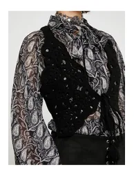 Suede Look Vest with Crochet Knitting Detail. - 4