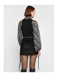 Suede Look Vest with Crochet Knitting Detail. - 3