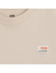 Oversized Crew Neck T-Shirt with Striped Sleeves - 2