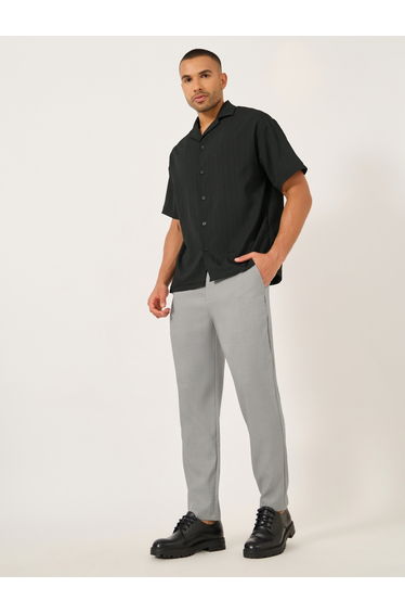 Men Solid Flat Front Chino Pants with Belt Loops