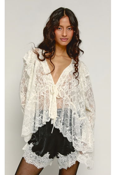 Black Lace Trim Satin Shorts