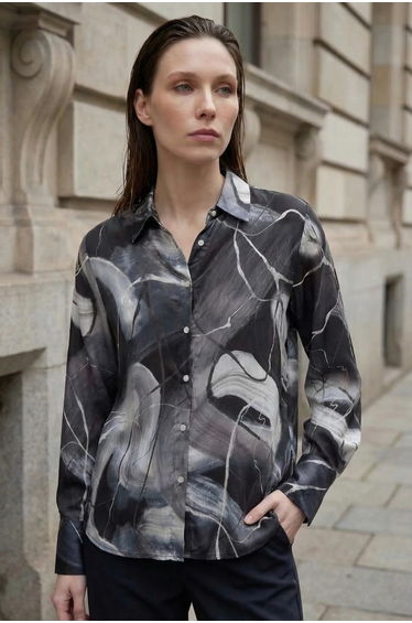 MY FASHION Abstract Print Button-Up Shirt