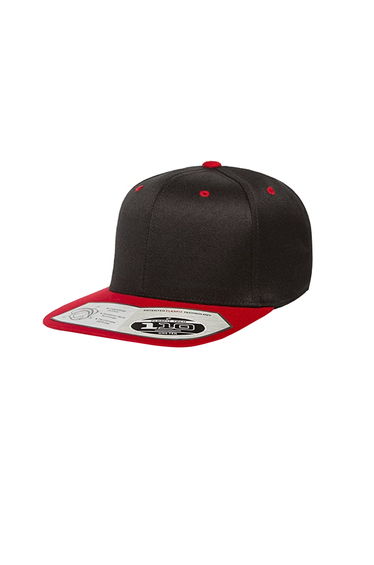 Yupoong Flexfit Unisex 110 Plain Fitted Snapback Cap - Black/Red