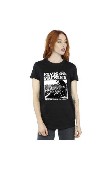 Elvis Womens/Ladies A Heartbreaker Cotton Boyfriend T-Shirt - Black