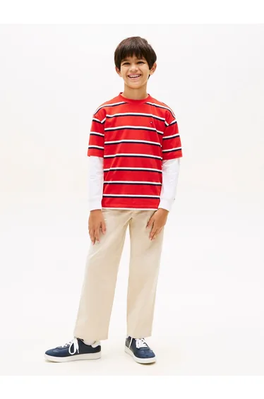 Essential Archive Fit Tee Stripe Rapid Red