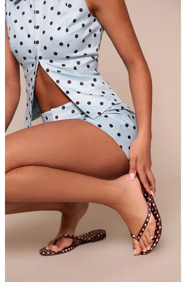 Chocolate Polka Dot Flat Sandals