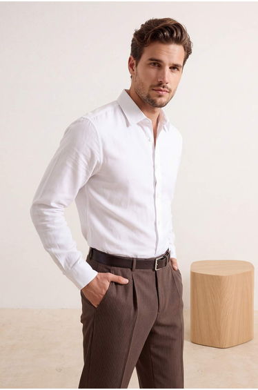 White Regular Men's Shirt