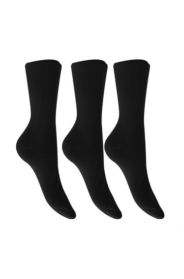 Womens/Ladies Extra Fine Silk Touch Bamboo Socks (3 Pairs) - Black
