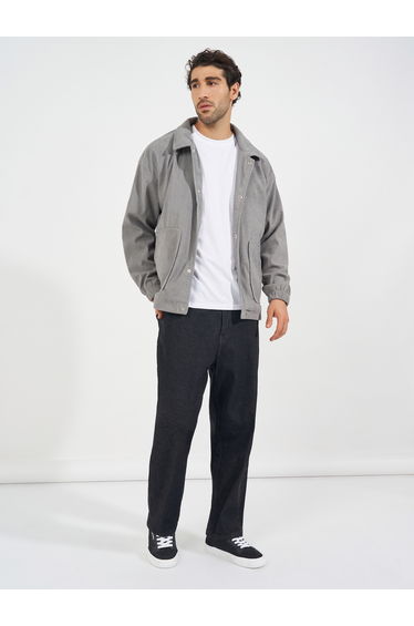 Collared Snap Button Detail Corduroy Utility Jacket