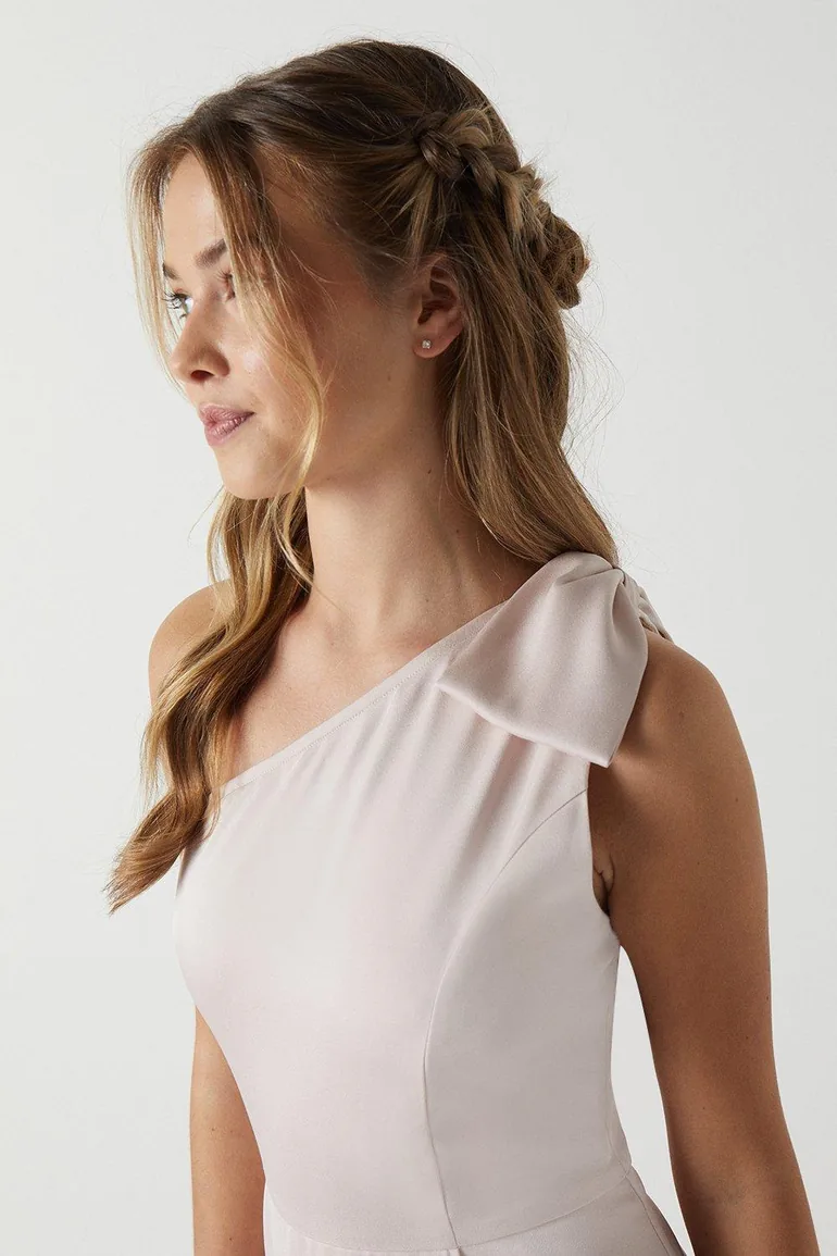 فستان بكتف واحد بفيونكة - 1