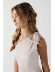 فستان بكتف واحد بفيونكة - 1