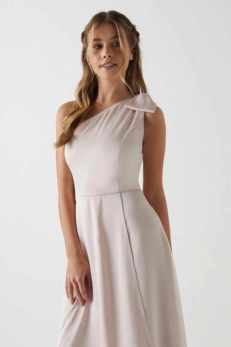 فستان بكتف واحد بفيونكة - 3