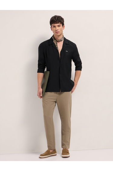 Men Cuban Collar Oversized Casual Shirt