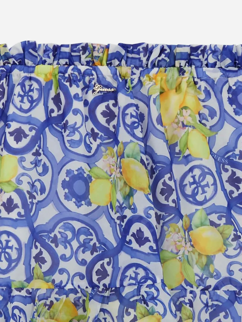 Guess Girls Amalfi Coast Chiffon Flare Skirt in Blue - 3