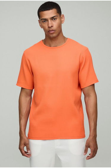 Regular Fit Pleated T-Shirt - orange