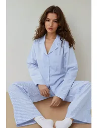 Striped Cotton Pajama Set - 1