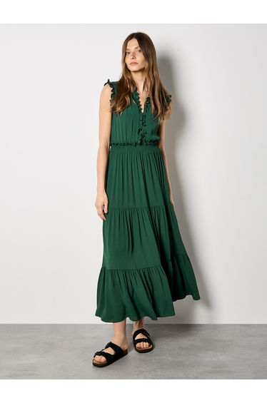 V-Neck Ruffle Tiered Maxi Dress