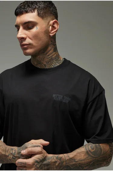 Tall Active Better Than Yesterday Oversized T-Shirt - black