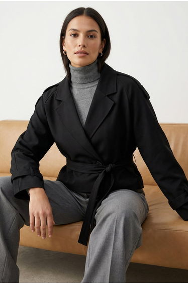 Black premium woven crop jacket