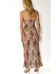 Black Scallop Stretch Lace Bandeau Maxi Dress - 2