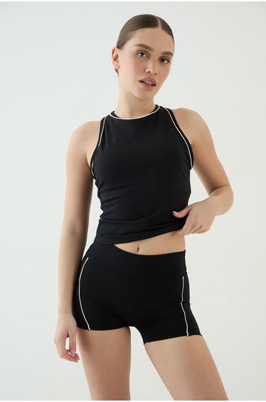 DSGN Studio Piping Detail Racer Neck Internal Padding Vest Top - black