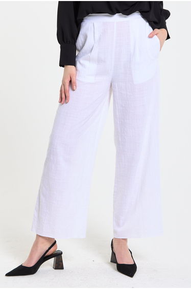White Relaxed Fit Wide Leg Trousers