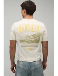 Shrunken Muscle Moto Puff Print T-Shirt - stone - 1