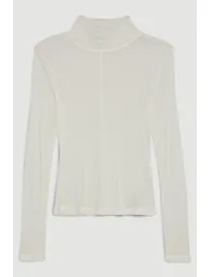Premium Jersey Wool Blend High Neck Sleeve Top - 3