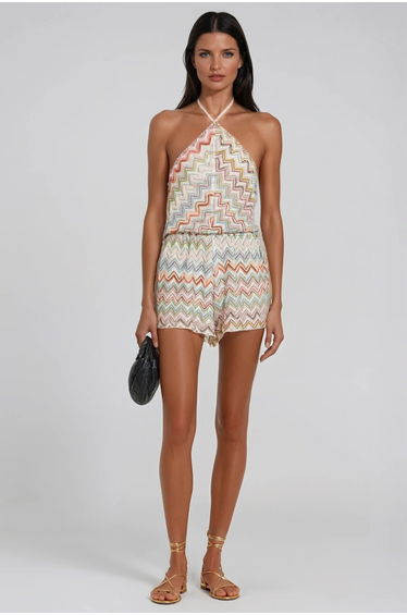 Daouda Halter Neck Stripe Playsuit