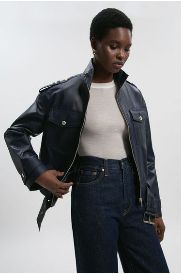 Leather Collared Jacket