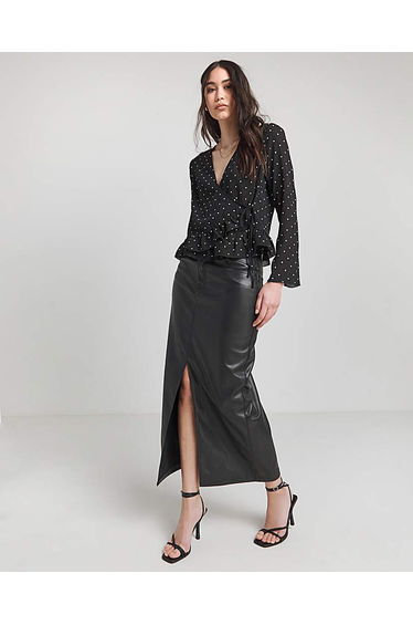 Spot Print Sheer Wrap Blouse