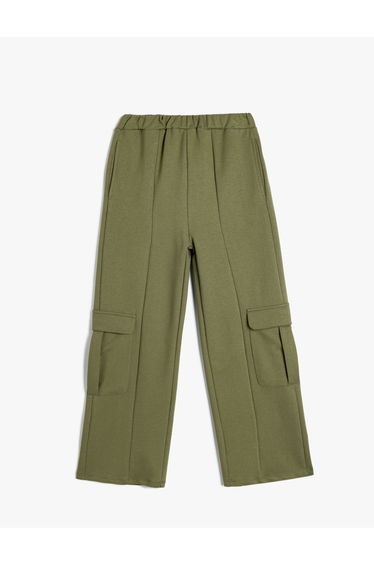 Cargo Pants Wide Leg Cotton with Elastic Waist