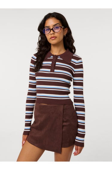 Stripe Long Sleeve Collar Jumper