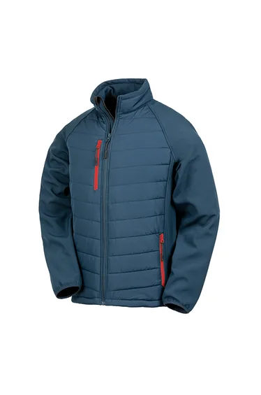 Result Mens Black Compass Padded Soft Shell Jacket - Navy/Red